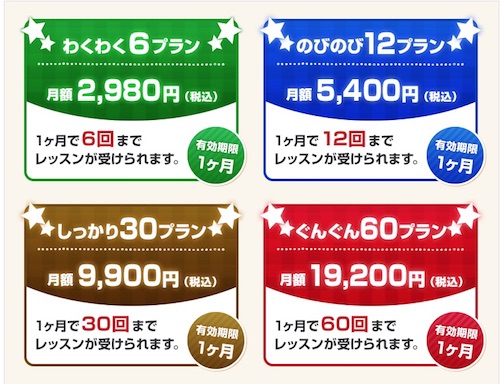 KidsStarEnglishの料金プラン
